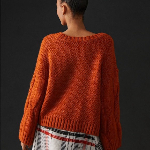 Maeve Wide Neck Oversized Cable Knit Sweater XS - Picture 8 of 13